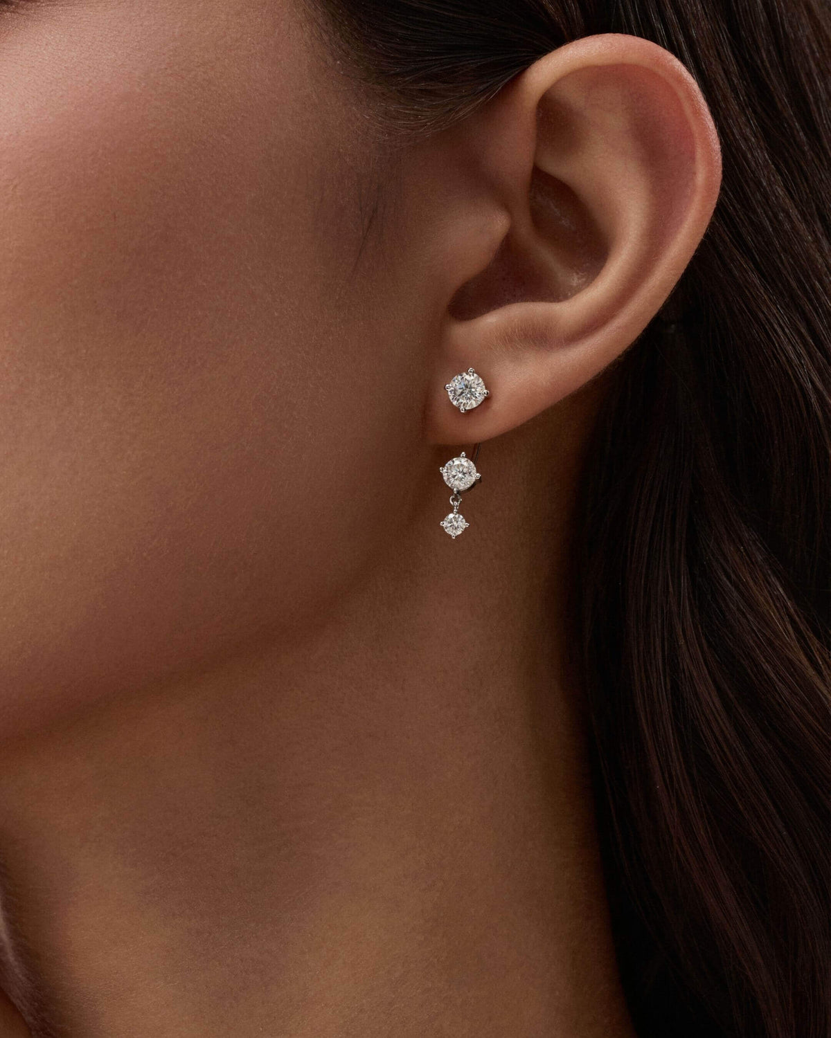 Pendientes Colgantes Triple Flotante de Moissanita