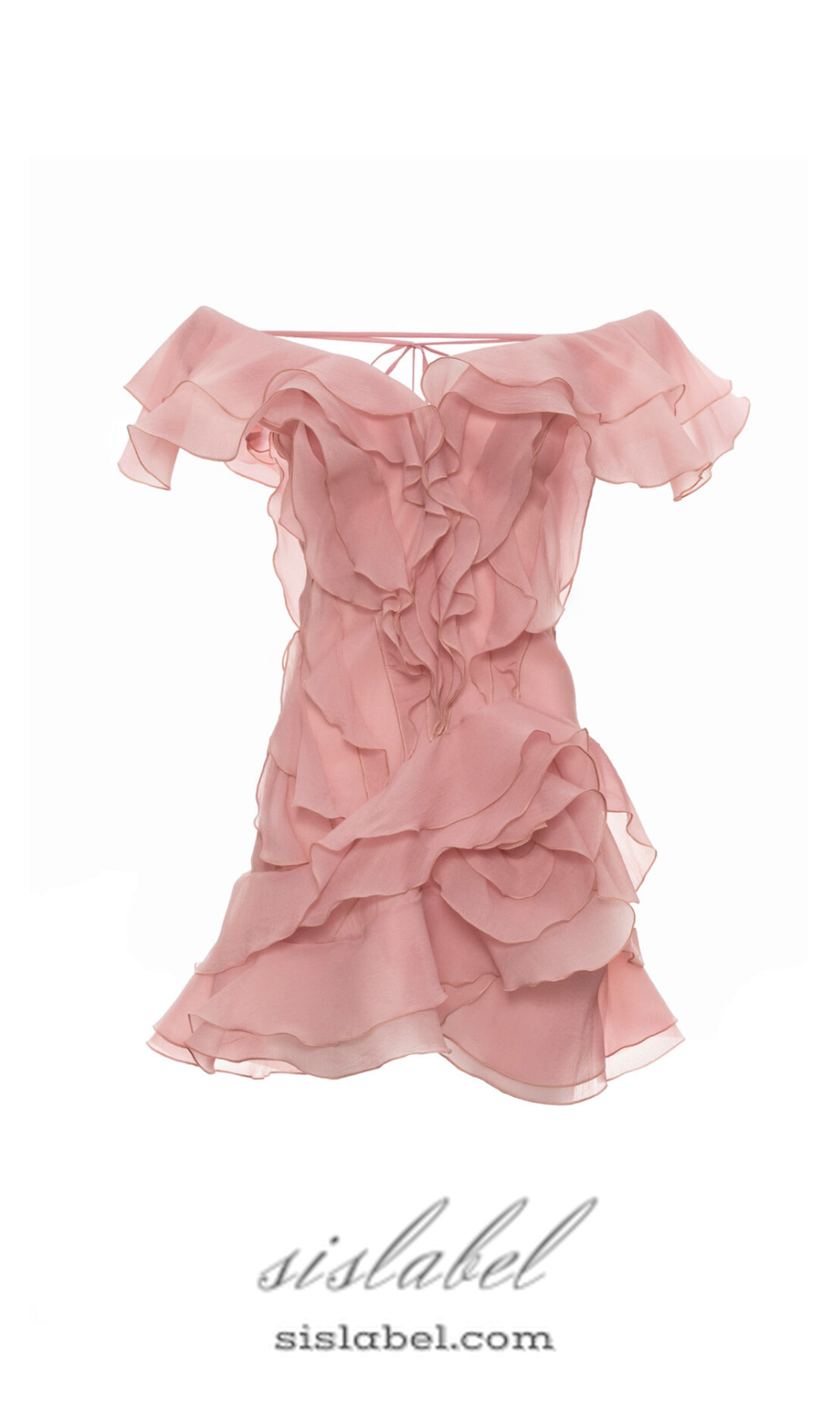 Vestido Mini Rosa Strapless de Capas con Volantes