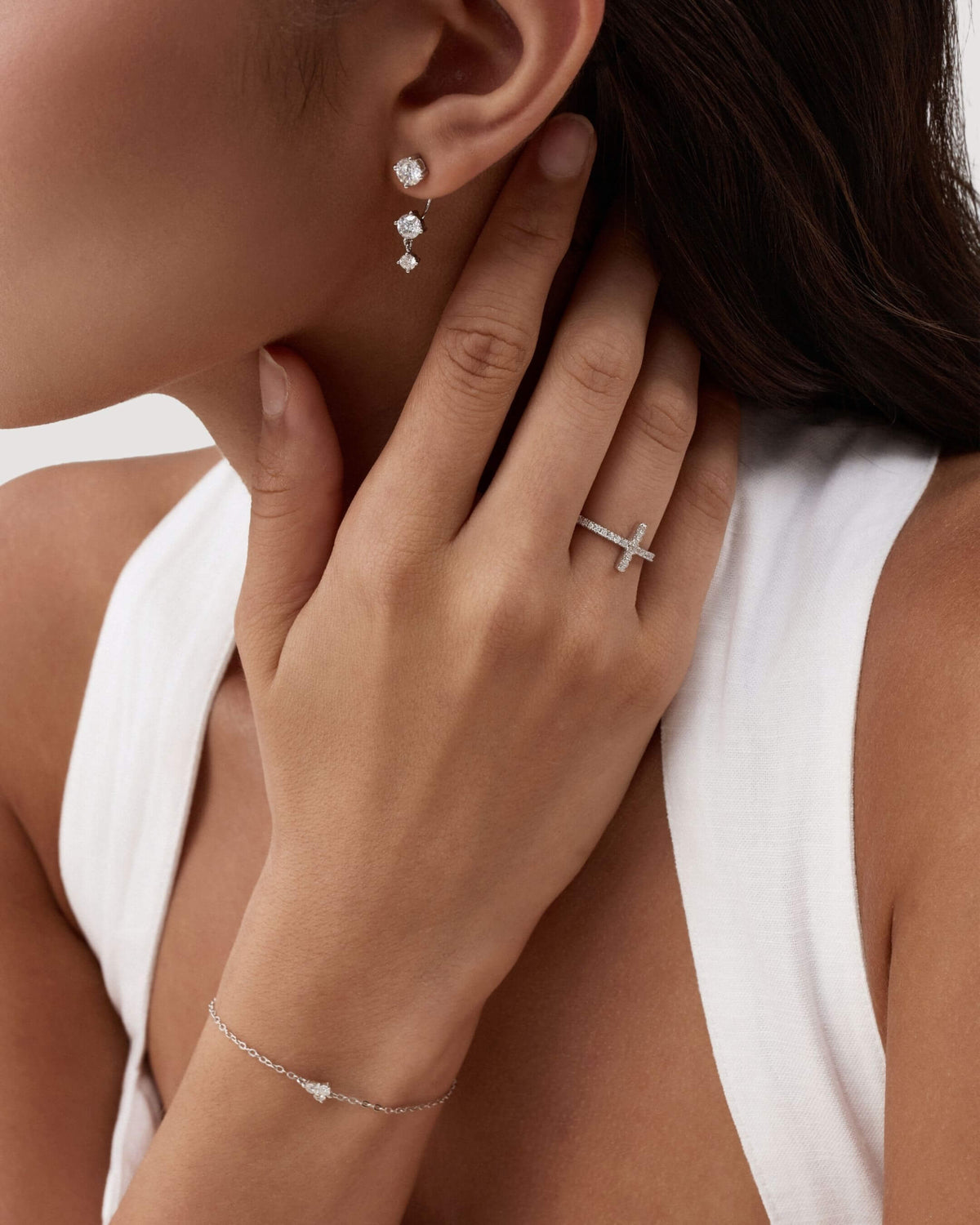 Pendientes Colgantes Triple Flotante de Moissanita