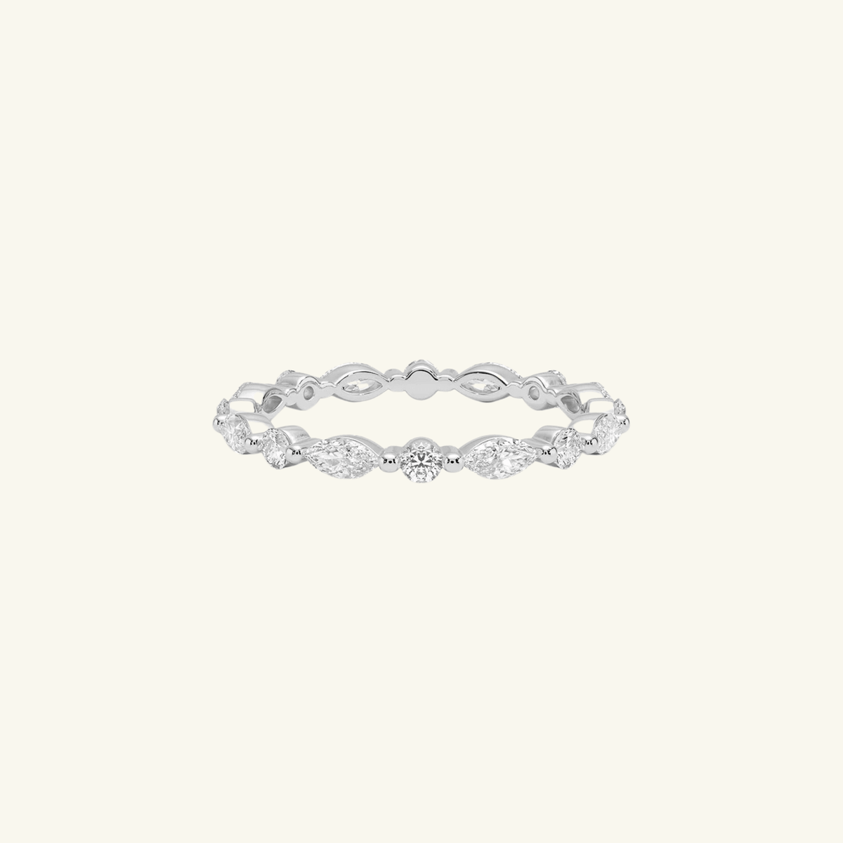 Anillo Alianza Redondo y Marquesa de Moissanita