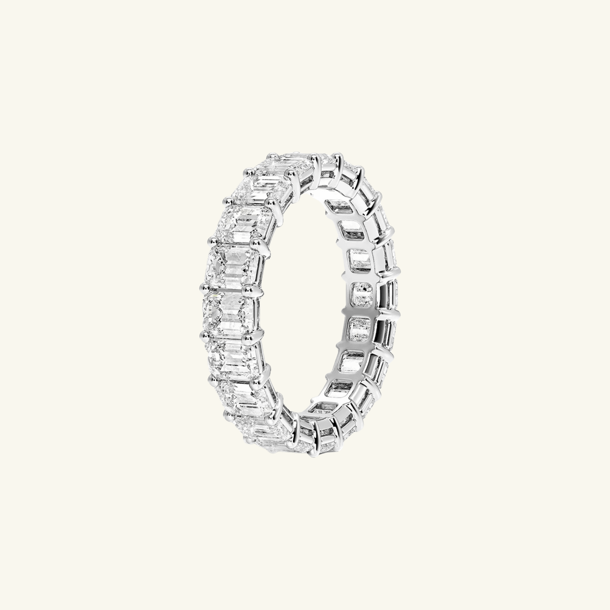 Anillo Alianza Talla Esmeralda de Moissanita 6ct