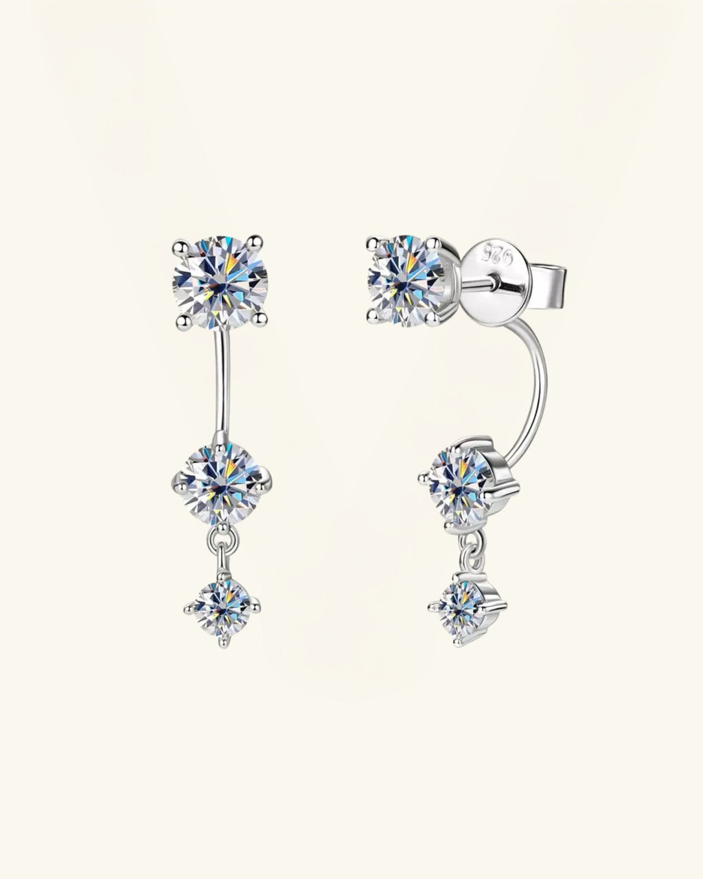Pendientes Colgantes Triple Flotante de Moissanita
