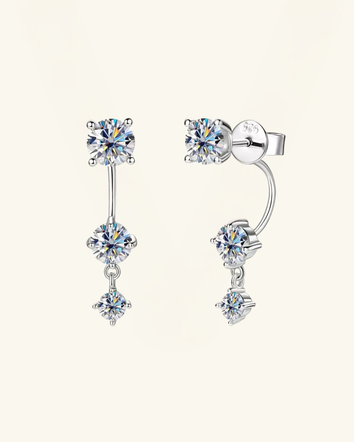 Pendientes Colgantes Triple Flotante de Moissanita