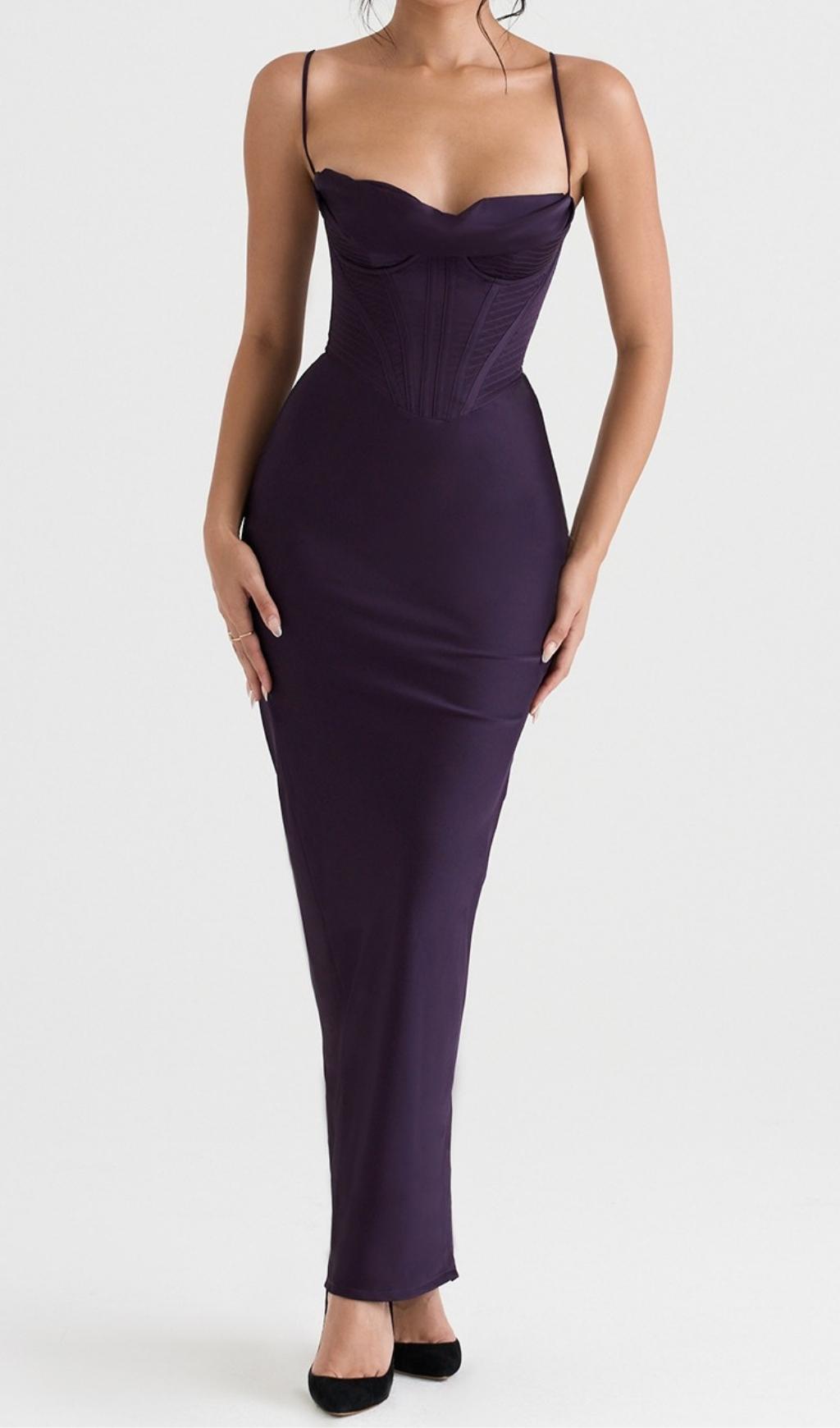 Vestido Maxi Tipo Corsé Negro