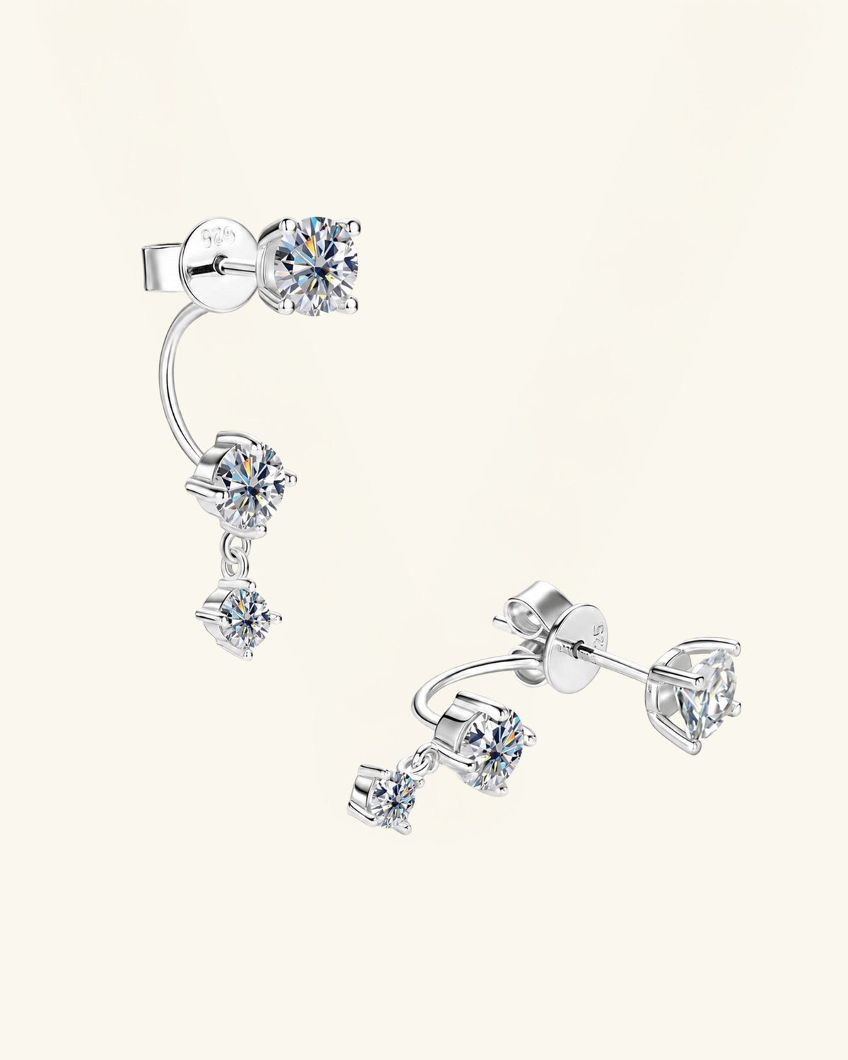 Pendientes Colgantes Triple Flotante de Moissanita