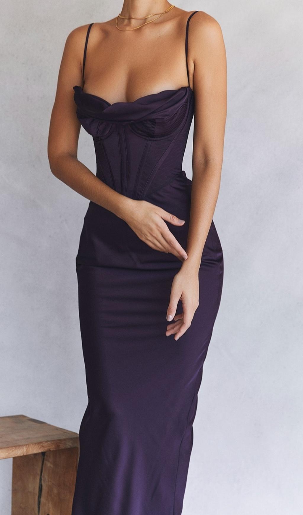 Vestido Maxi Tipo Corsé Negro