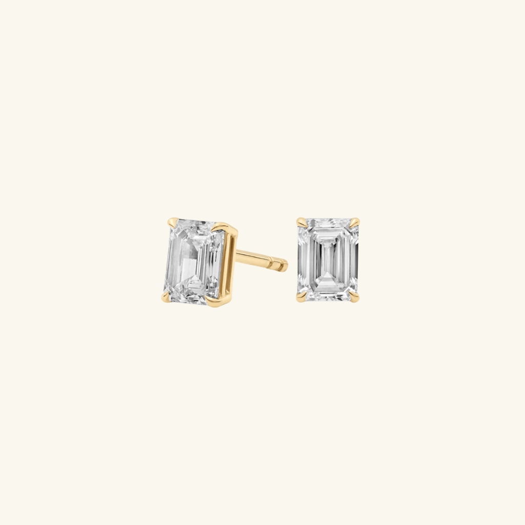 Pendientes de Moissanita Talla Esmeralda