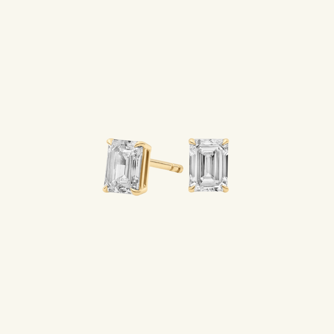Pendientes de Moissanita Talla Esmeralda