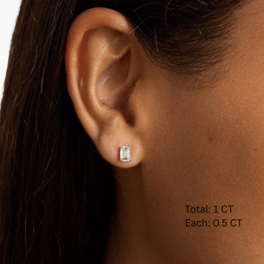 Pendientes de Moissanita Talla Esmeralda