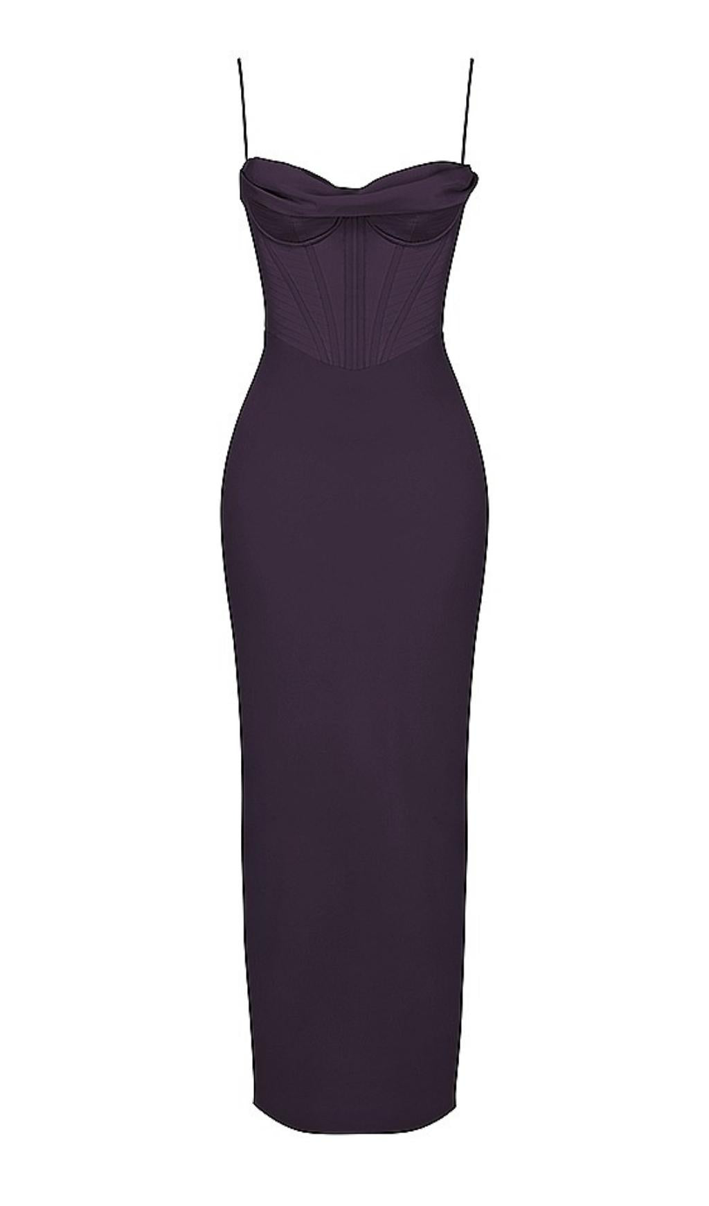 Vestido Maxi Tipo Corsé Negro
