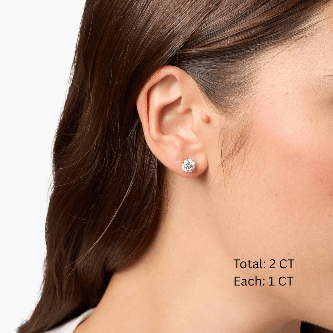 Pendientes de Moissanita Redonda
