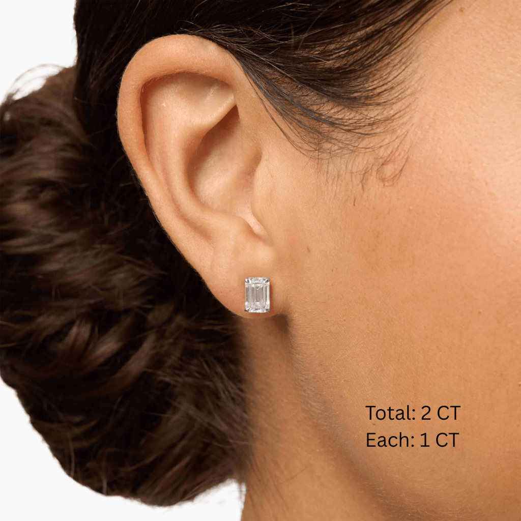 Pendientes de Moissanita Talla Esmeralda