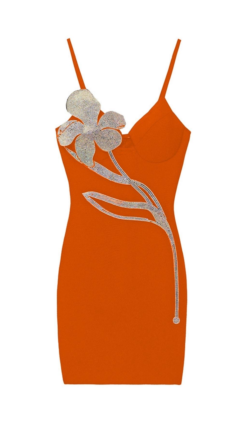 Vestido Mini de Tirantes con Pedrería Floral