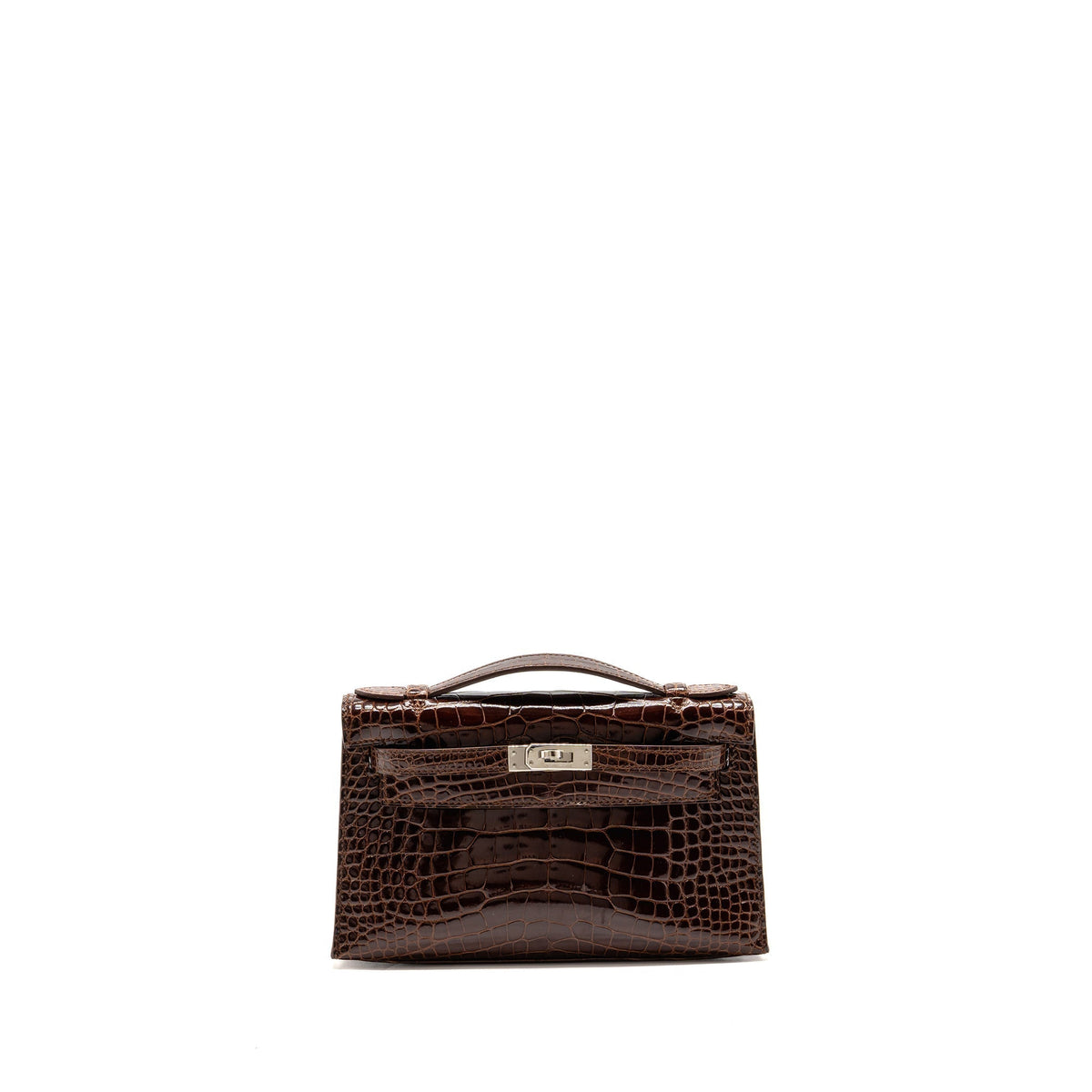 HERMES KELLY POCHETTE SHINY ALLIGATOR MISSISSIPPIENSIS 33 MIEL SHW SQUARE M
