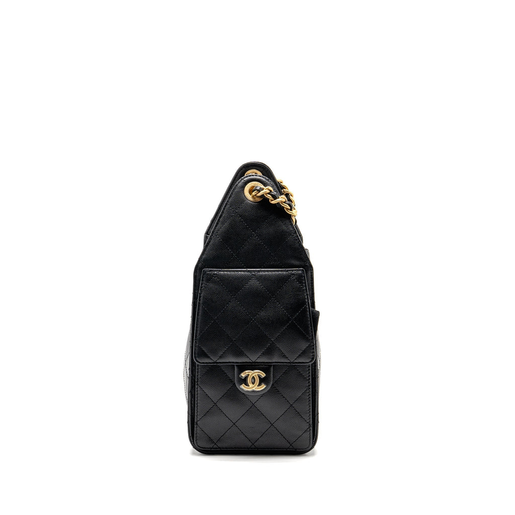 CHANEL SMALL 25 BAG CAVIAR BLACK GHW (MICROCHIP)