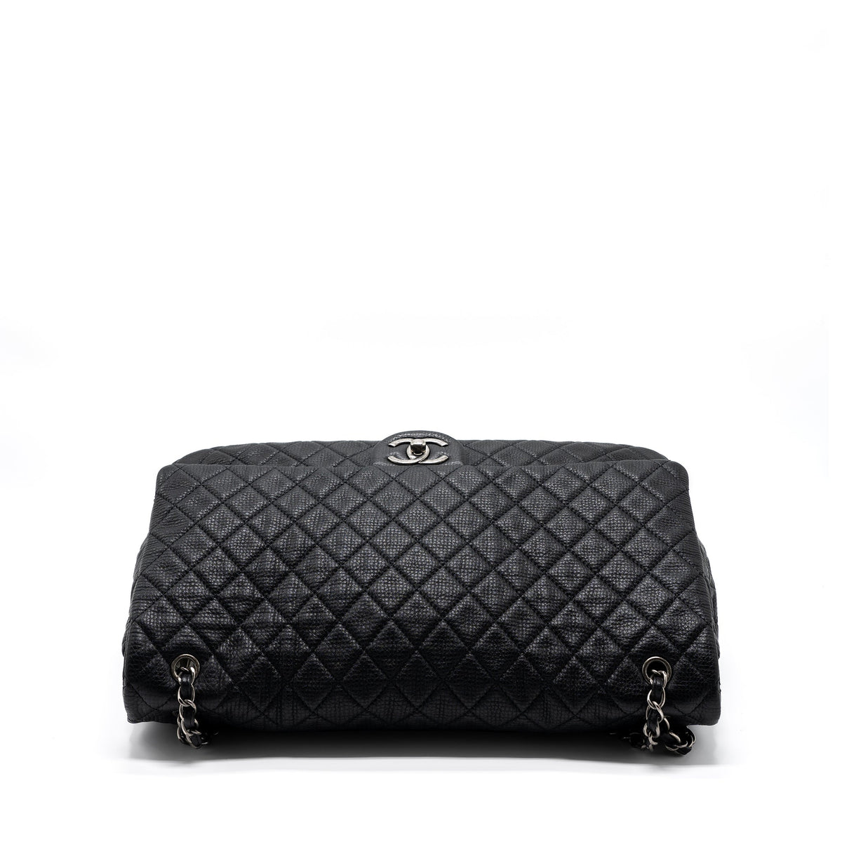 CHANEL XXL CLASSIC TRAVEL FLAP CALFSKIN BLACK RUTHENIUM HARDWARE