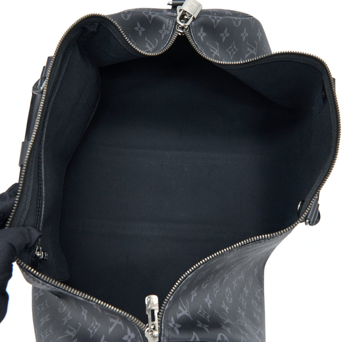 LOUIS VUITTON KEEPALL 55 WITH SHOULDER STRAP MONOGRAM ECLIPSE CANVAS SHW