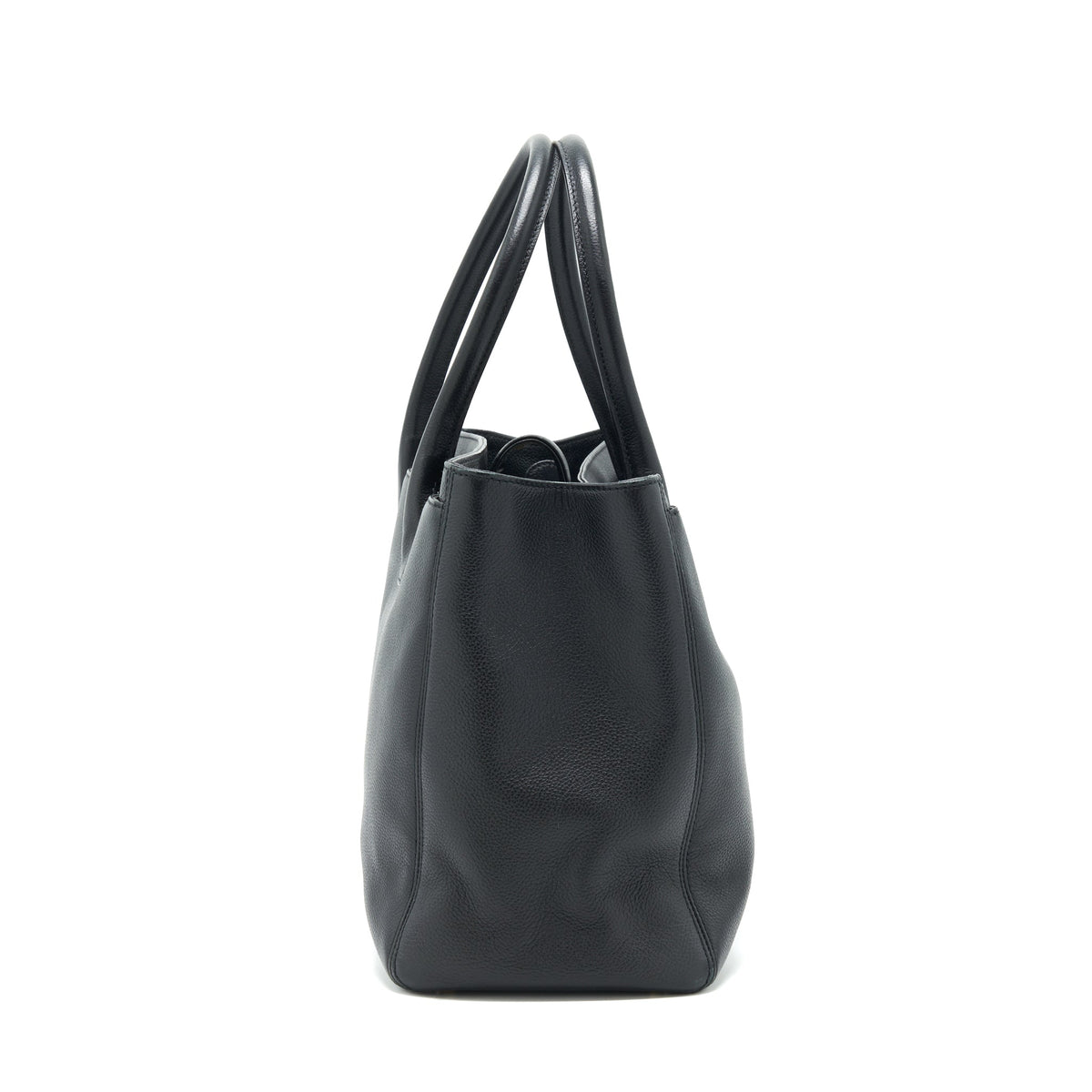 CHANEL CERF TOTE BAG GRAINED CALFSKIN BLACK GHW