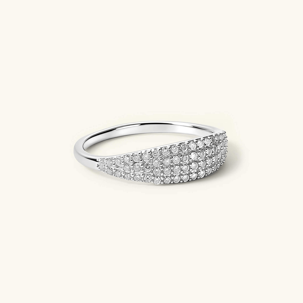 Anillo Sello Fino Pavé de Moissanita