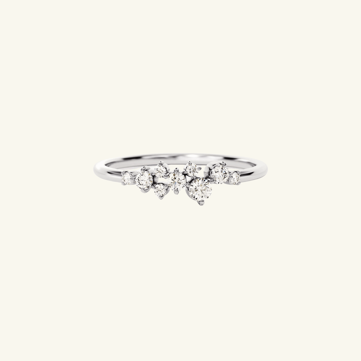 Anillo Cluster Flotante de Moissanita
