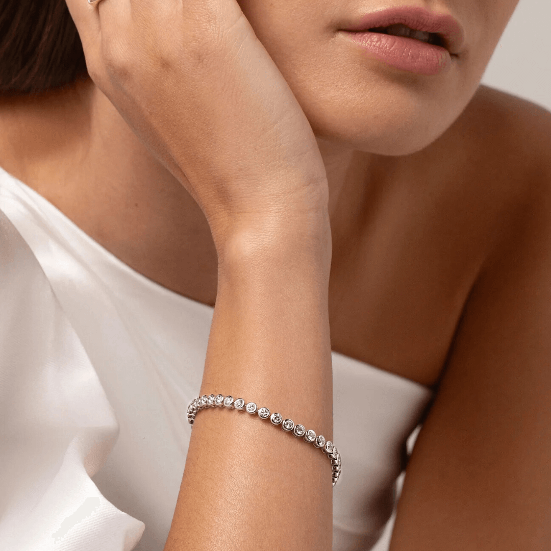 Pulsera Tenis Bisel de Moissanita 4mm