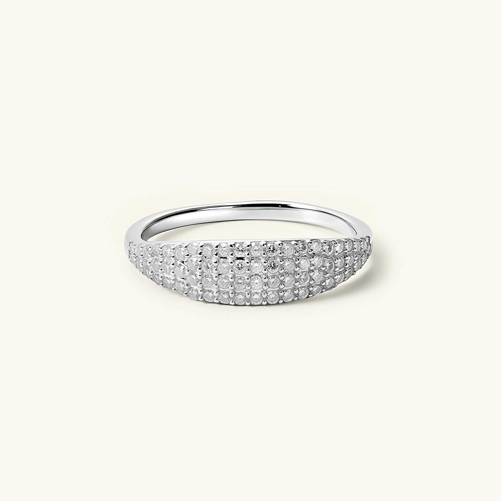 Anillo Sello Fino Pavé de Moissanita