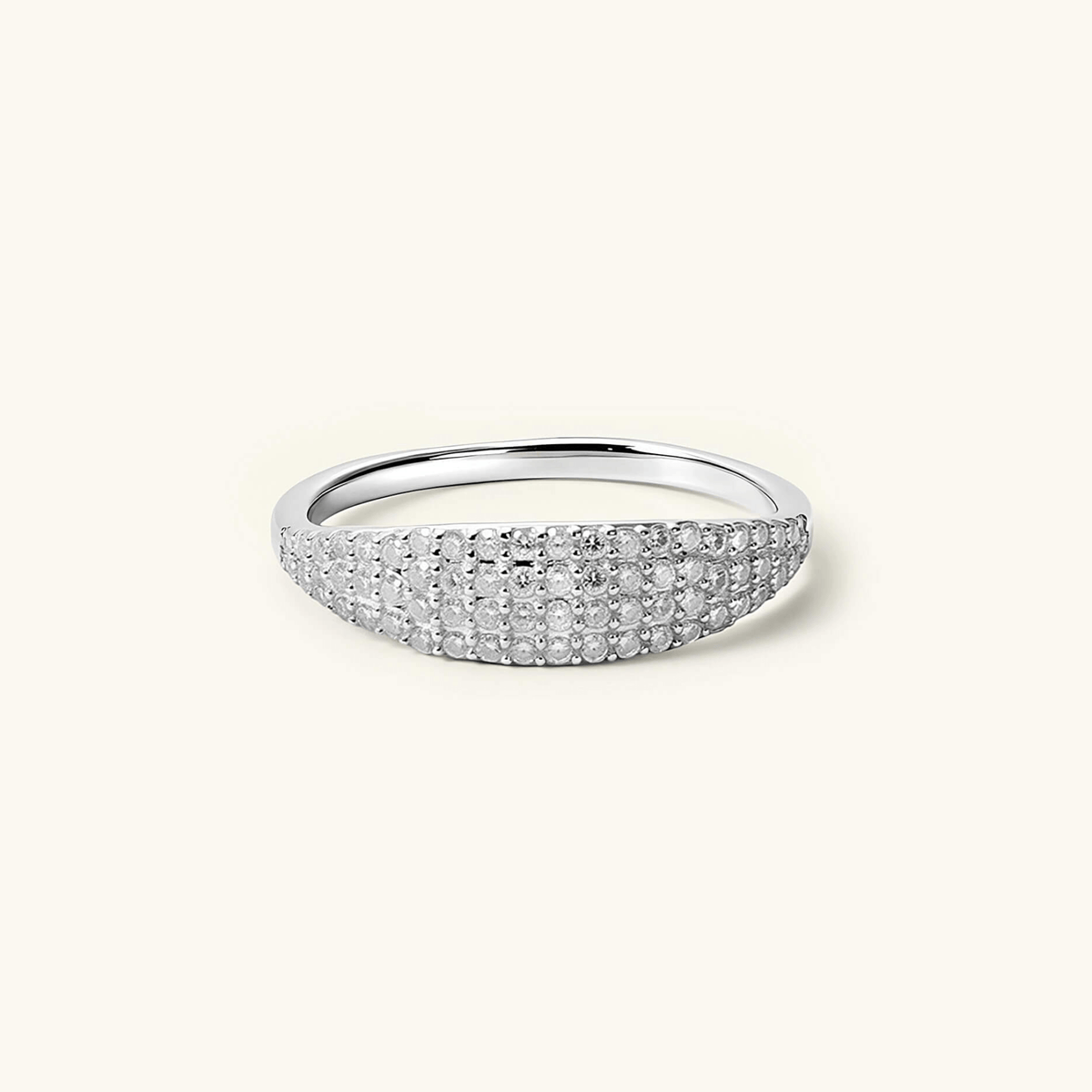 Anillo Sello Fino Pavé de Moissanita