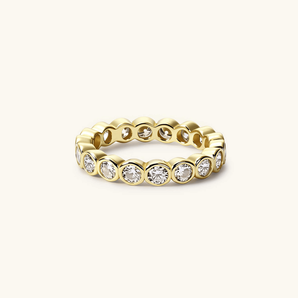Anillo Alianza Bisel Redondo de Moissanita 4mm