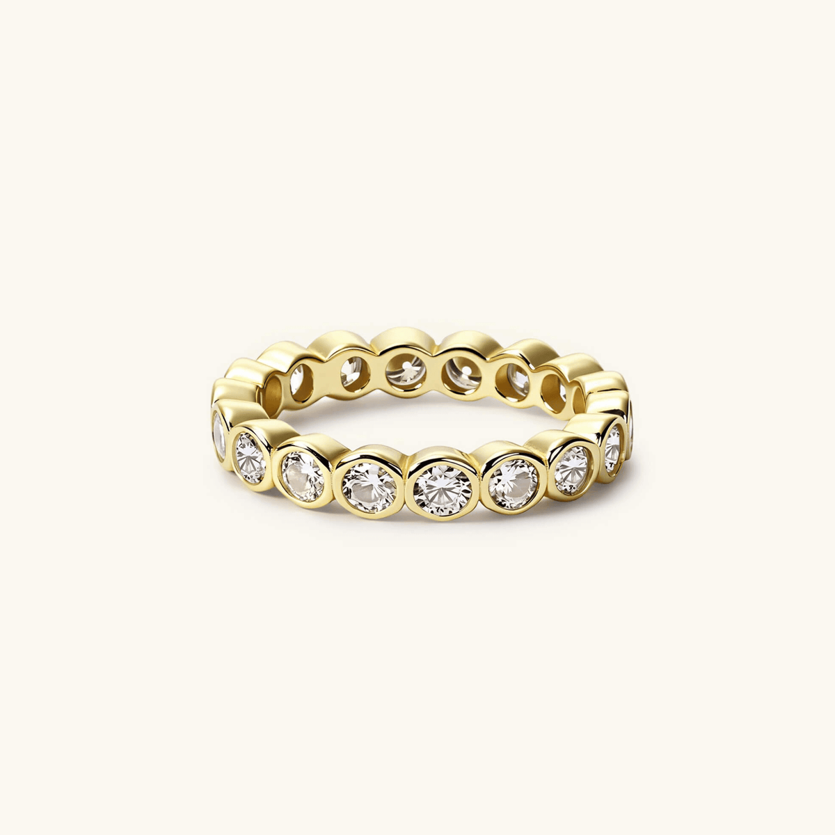 Anillo Alianza Bisel Redondo de Moissanita 4mm