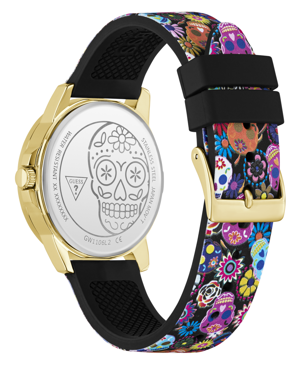 Reloj Analógico Negro y Dorado Edición Día de los Muertos