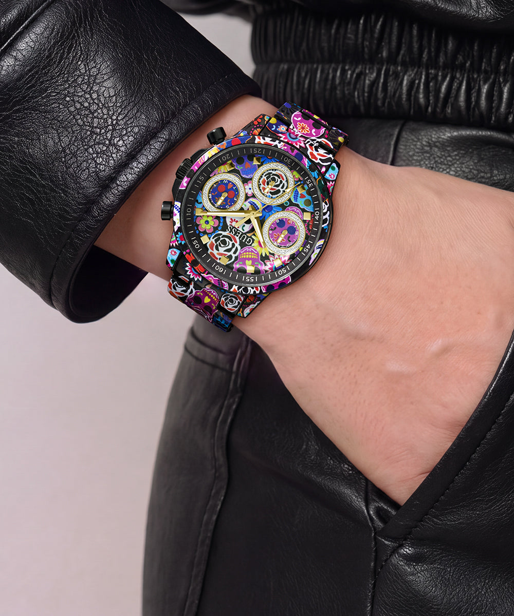 Reloj Multifunción Negro Edición Día de los Muertos