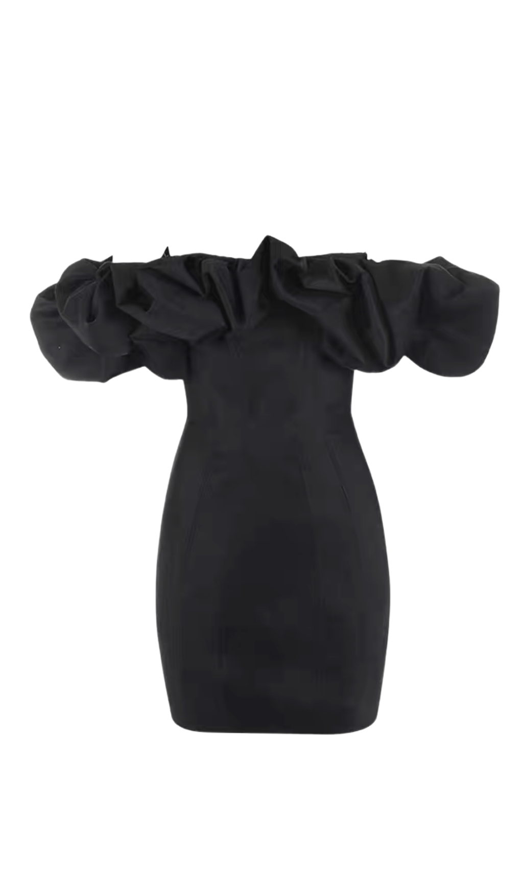 Vestido Strapless Marfil de Satén con Volantes