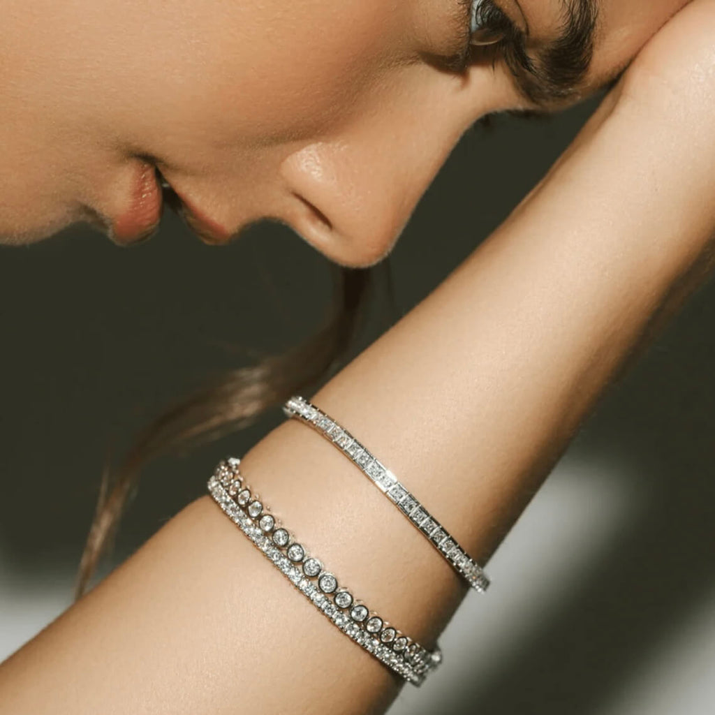 Pulsera Tenis Bisel de Moissanita 4mm