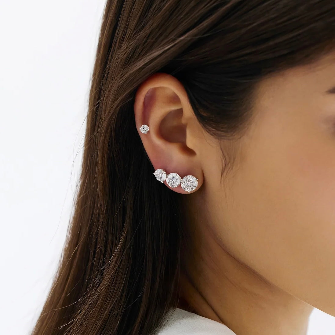 Pendientes de Moissanita Redonda