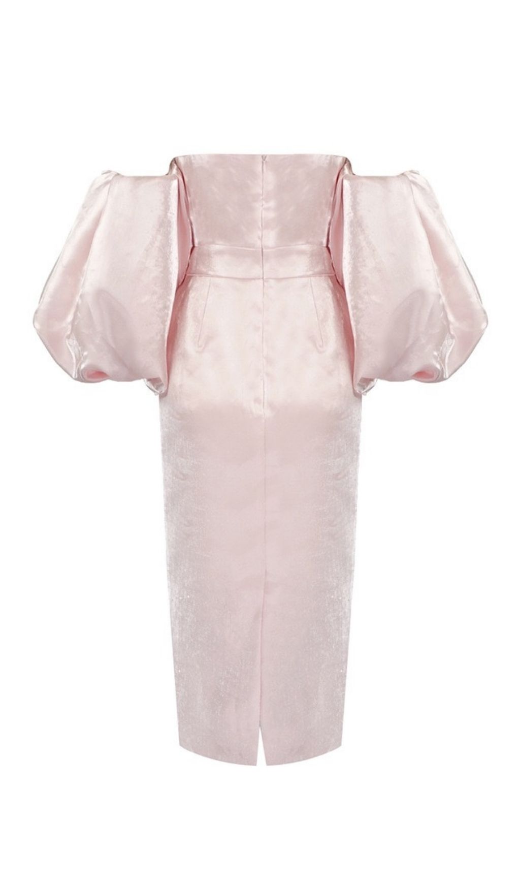 Vestido Midi Rosa Strapless de Satén