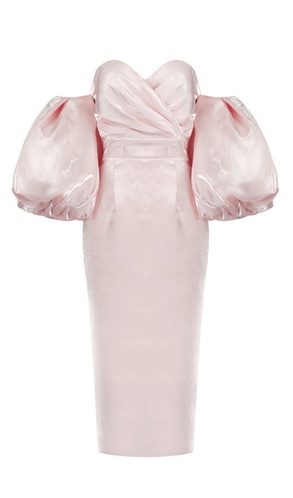 Vestido Midi Rosa Strapless de Satén