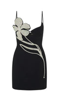 Vestido Mini de Tirantes con Pedrería Floral
