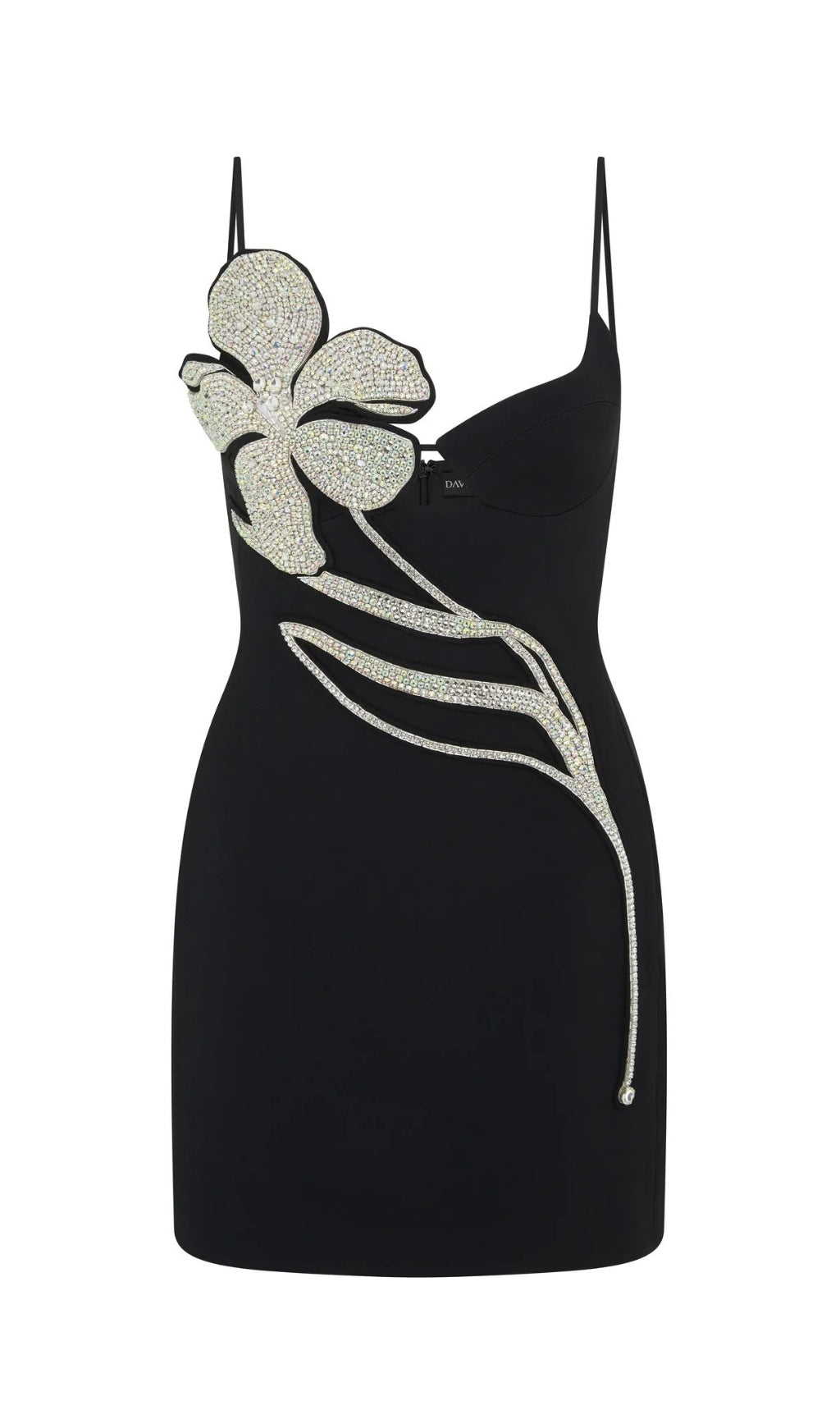 Vestido Mini de Tirantes con Pedrería Floral