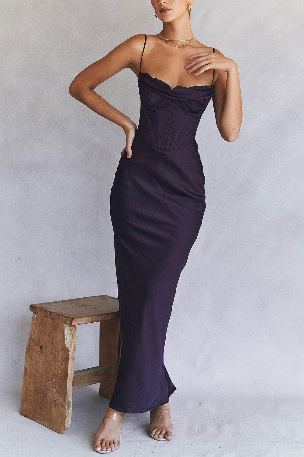 Vestido Maxi Tipo Corsé Negro